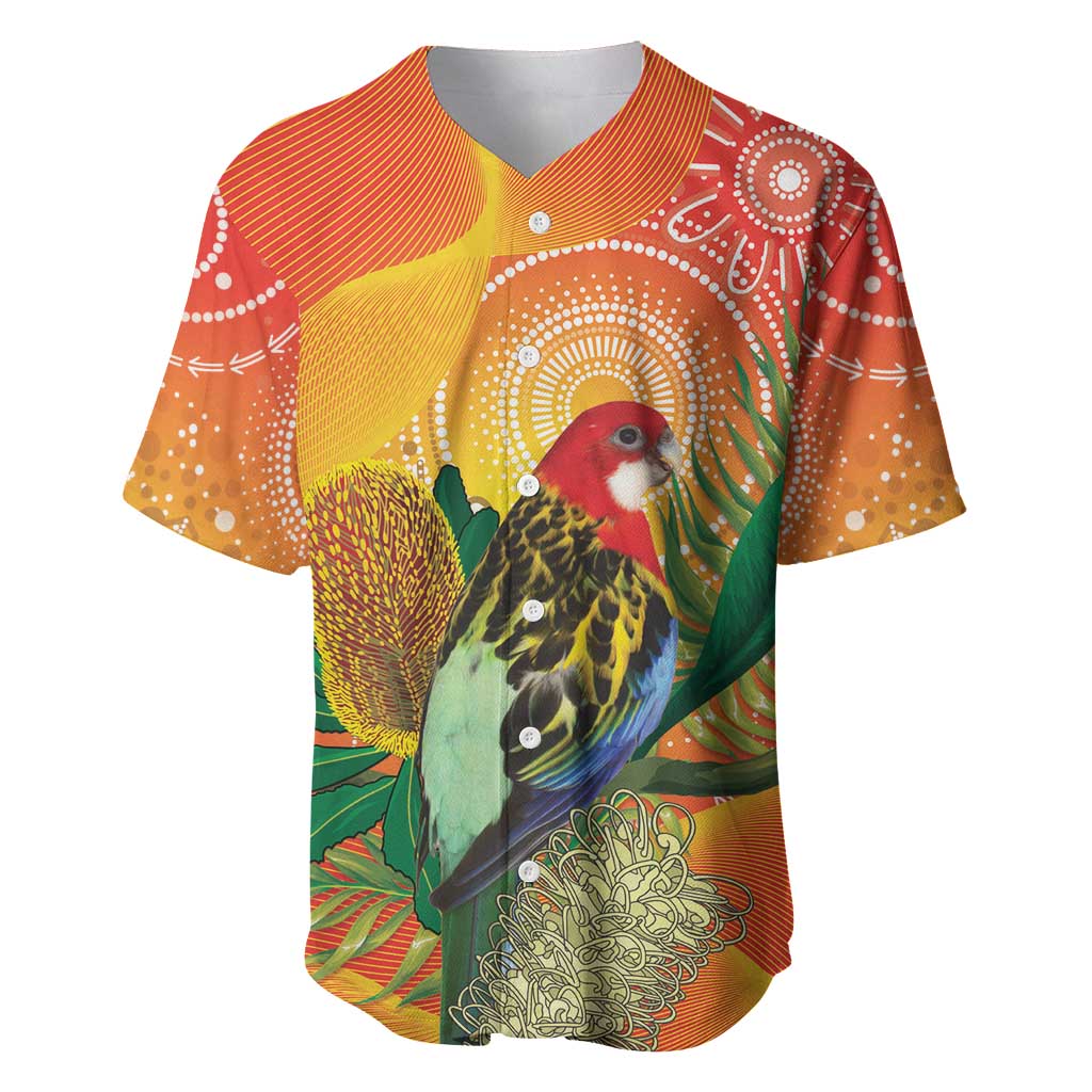 Eastern Rosella Australia Baseball Jersey Banksia Aboriginal Art - Aussie Hoodie