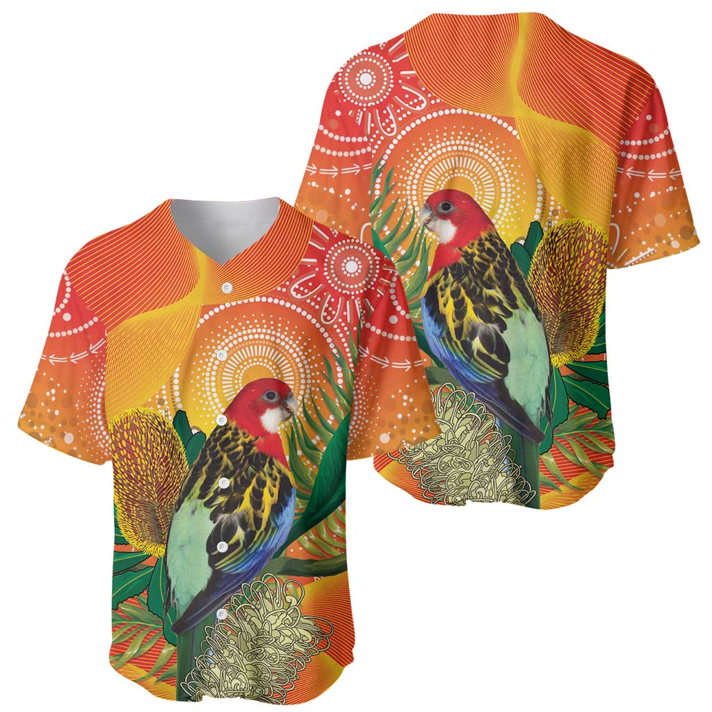 Eastern Rosella Australia Baseball Jersey Banksia Aboriginal Art - Aussie Hoodie