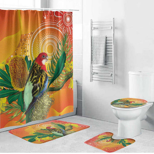 Eastern Rosella Australia Bathroom Set Banksia Aboriginal Art - Aussie Hoodie