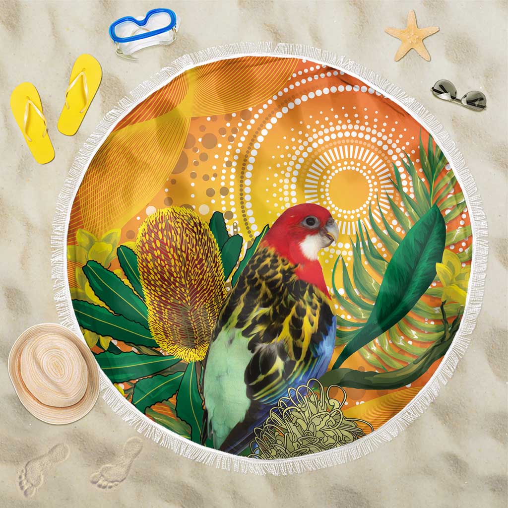 Eastern Rosella Australia Beach Blanket Banksia Aboriginal Art - Aussie Hoodie