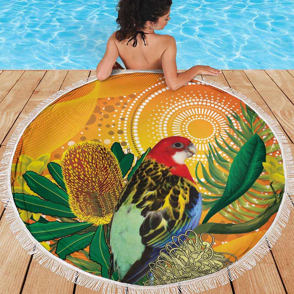 Eastern Rosella Australia Beach Blanket Banksia Aboriginal Art - Aussie Hoodie