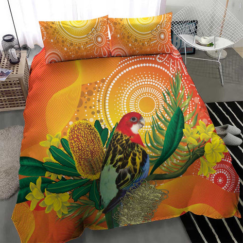 Eastern Rosella Australia Bedding Set Banksia Aboriginal Art - Aussie Hoodie