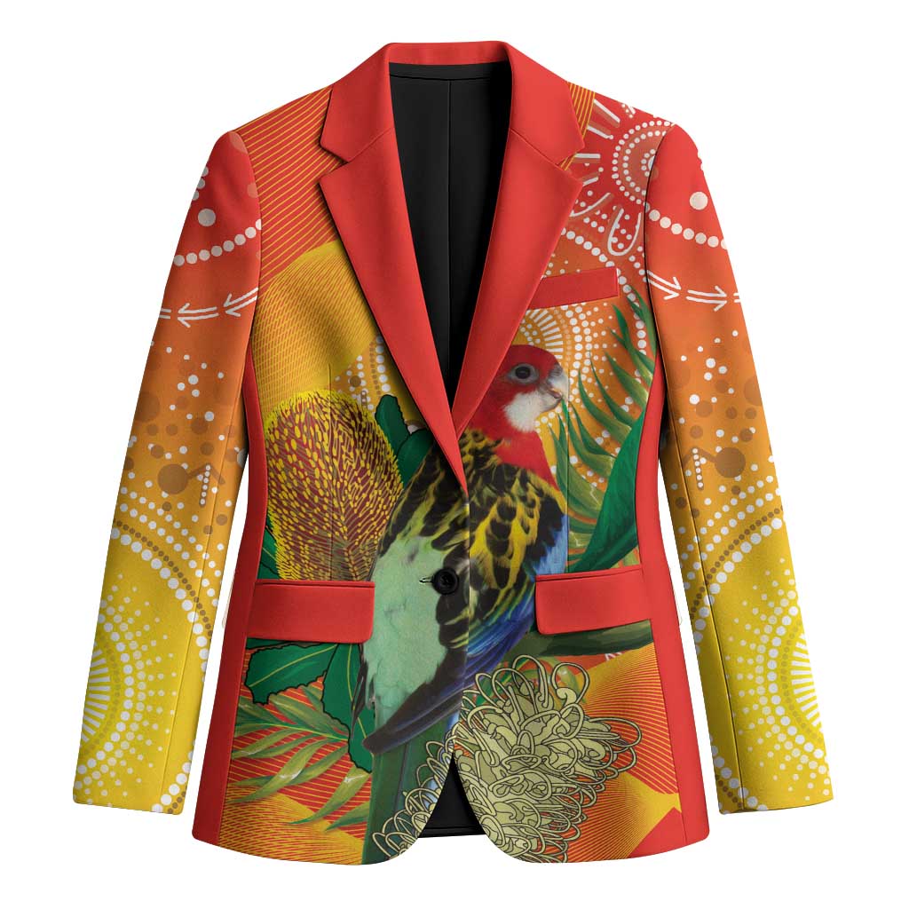 Eastern Rosella Australia Blazer Banksia Aboriginal Art - Aussie Hoodie