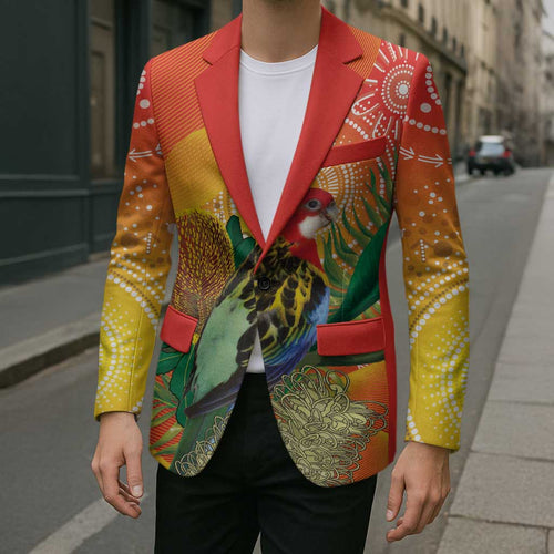 Eastern Rosella Australia Blazer Banksia Aboriginal Art - Aussie Hoodie