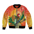 Eastern Rosella Australia Bomber Jacket Banksia Aboriginal Art - Aussie Hoodie