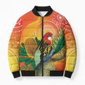 Eastern Rosella Australia Bomber Puffer Jacket Banksia Aboriginal Art - Aussie Hoodie