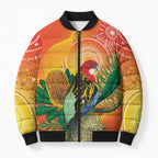 Eastern Rosella Australia Bomber Puffer Jacket Banksia Aboriginal Art - Aussie Hoodie