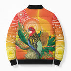 Eastern Rosella Australia Bomber Puffer Jacket Banksia Aboriginal Art - Aussie Hoodie