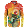 Eastern Rosella Australia Button Sweatshirt Banksia Aboriginal Art - Aussie Hoodie