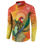 Eastern Rosella Australia Button Sweatshirt Banksia Aboriginal Art - Aussie Hoodie