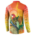 Eastern Rosella Australia Button Sweatshirt Banksia Aboriginal Art - Aussie Hoodie
