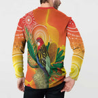 Eastern Rosella Australia Button Sweatshirt Banksia Aboriginal Art - Aussie Hoodie