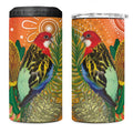 Eastern Rosella Australia 4 in 1 Can Cooler Tumbler Banksia Aboriginal Art - Aussie Hoodie