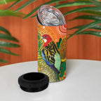 Eastern Rosella Australia 4 in 1 Can Cooler Tumbler Banksia Aboriginal Art - Aussie Hoodie