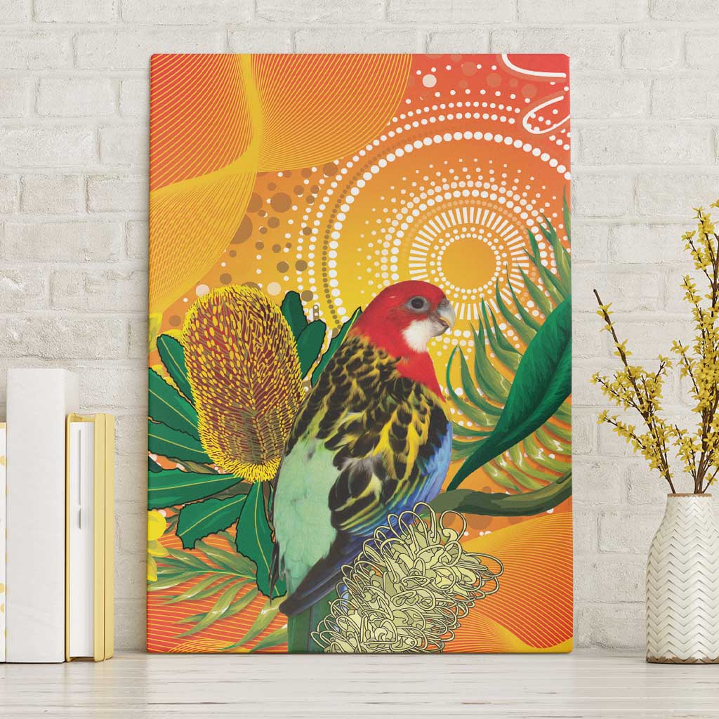 Eastern Rosella Australia Canvas Wall Art Banksia Aboriginal Art - Aussie Hoodie