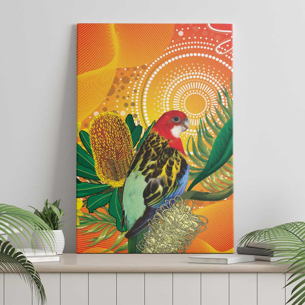 Eastern Rosella Australia Canvas Wall Art Banksia Aboriginal Art - Aussie Hoodie