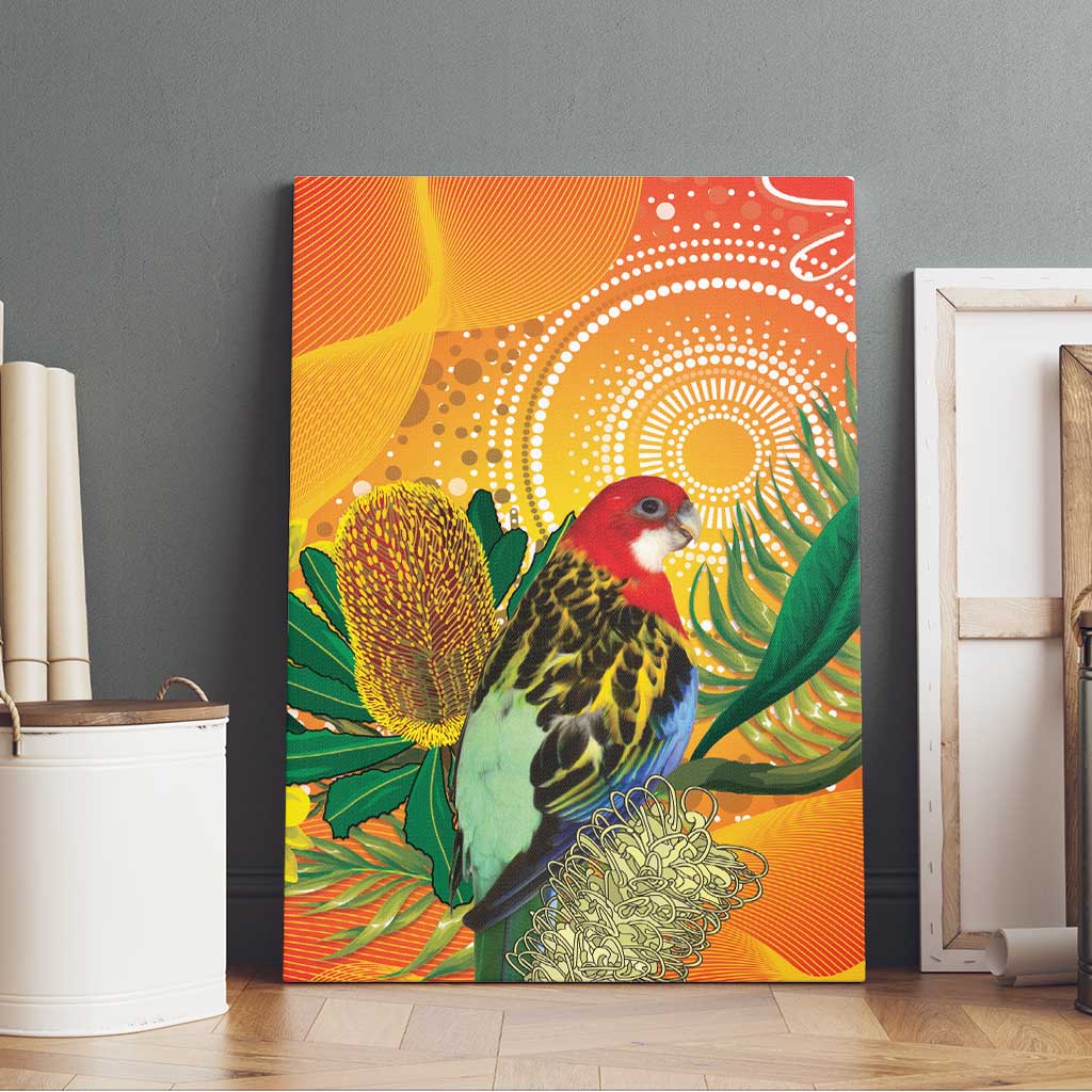 Eastern Rosella Australia Canvas Wall Art Banksia Aboriginal Art - Aussie Hoodie