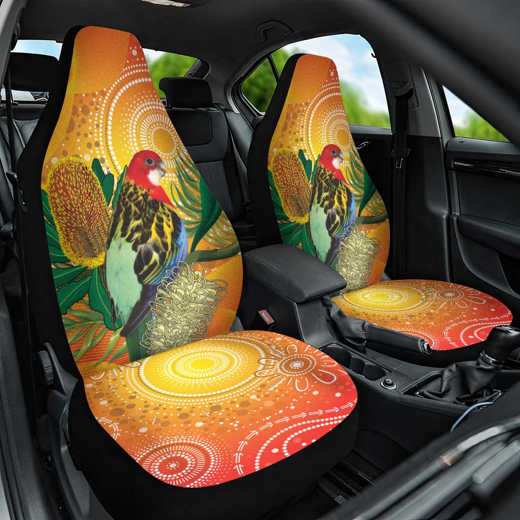 Eastern Rosella Australia Car Seat Cover Banksia Aboriginal Art - Aussie Hoodie