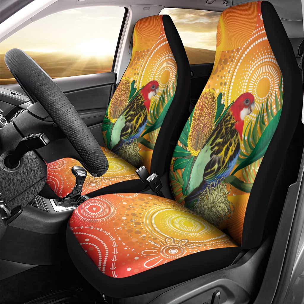 Eastern Rosella Australia Car Seat Cover Banksia Aboriginal Art - Aussie Hoodie