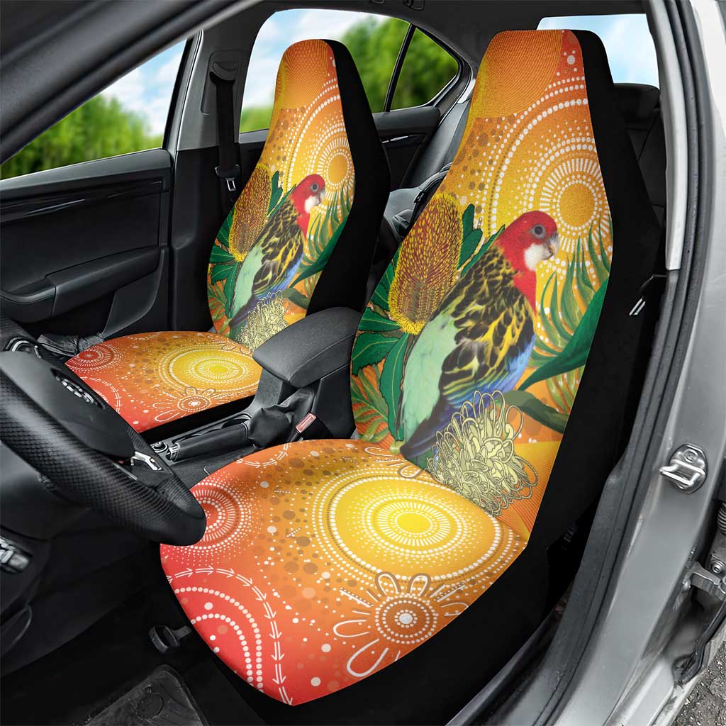 Eastern Rosella Australia Car Seat Cover Banksia Aboriginal Art - Aussie Hoodie