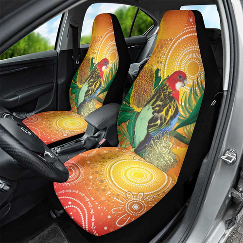 Eastern Rosella Australia Car Seat Cover Banksia Aboriginal Art - Aussie Hoodie