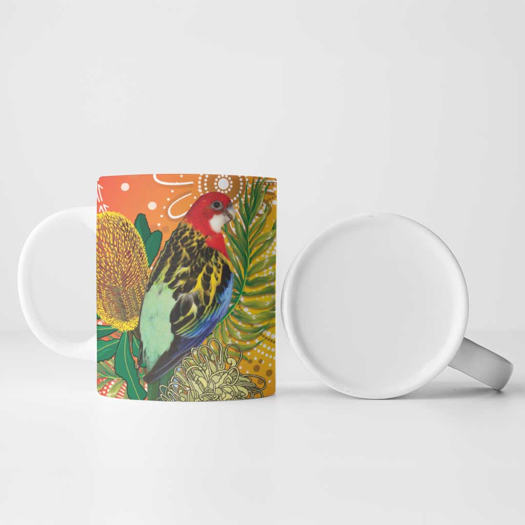 Eastern Rosella Australia Ceramic Mug Banksia Aboriginal Art - Aussie Hoodie