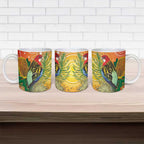 Eastern Rosella Australia Ceramic Mug Banksia Aboriginal Art - Aussie Hoodie