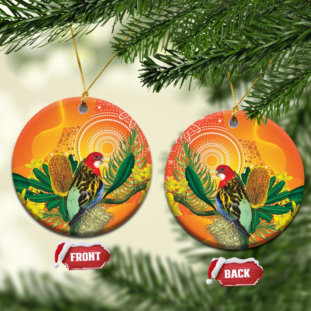 Eastern Rosella Australia Ceramic Ornament Banksia Aboriginal Art - Aussie Hoodie