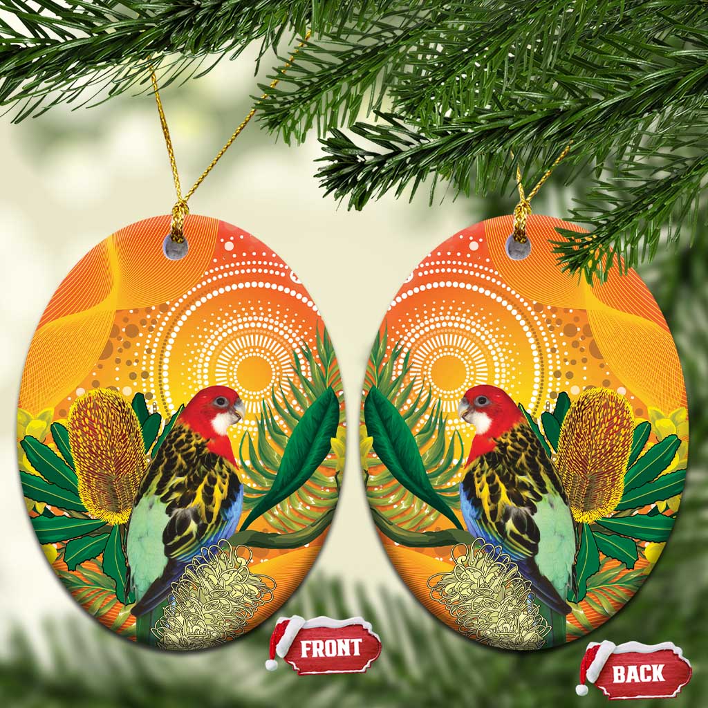 Eastern Rosella Australia Ceramic Ornament Banksia Aboriginal Art - Aussie Hoodie