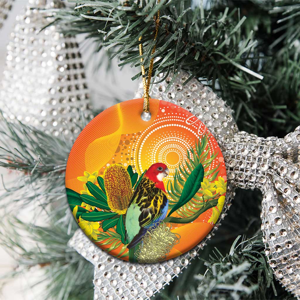 Eastern Rosella Australia Ceramic Ornament Banksia Aboriginal Art - Aussie Hoodie