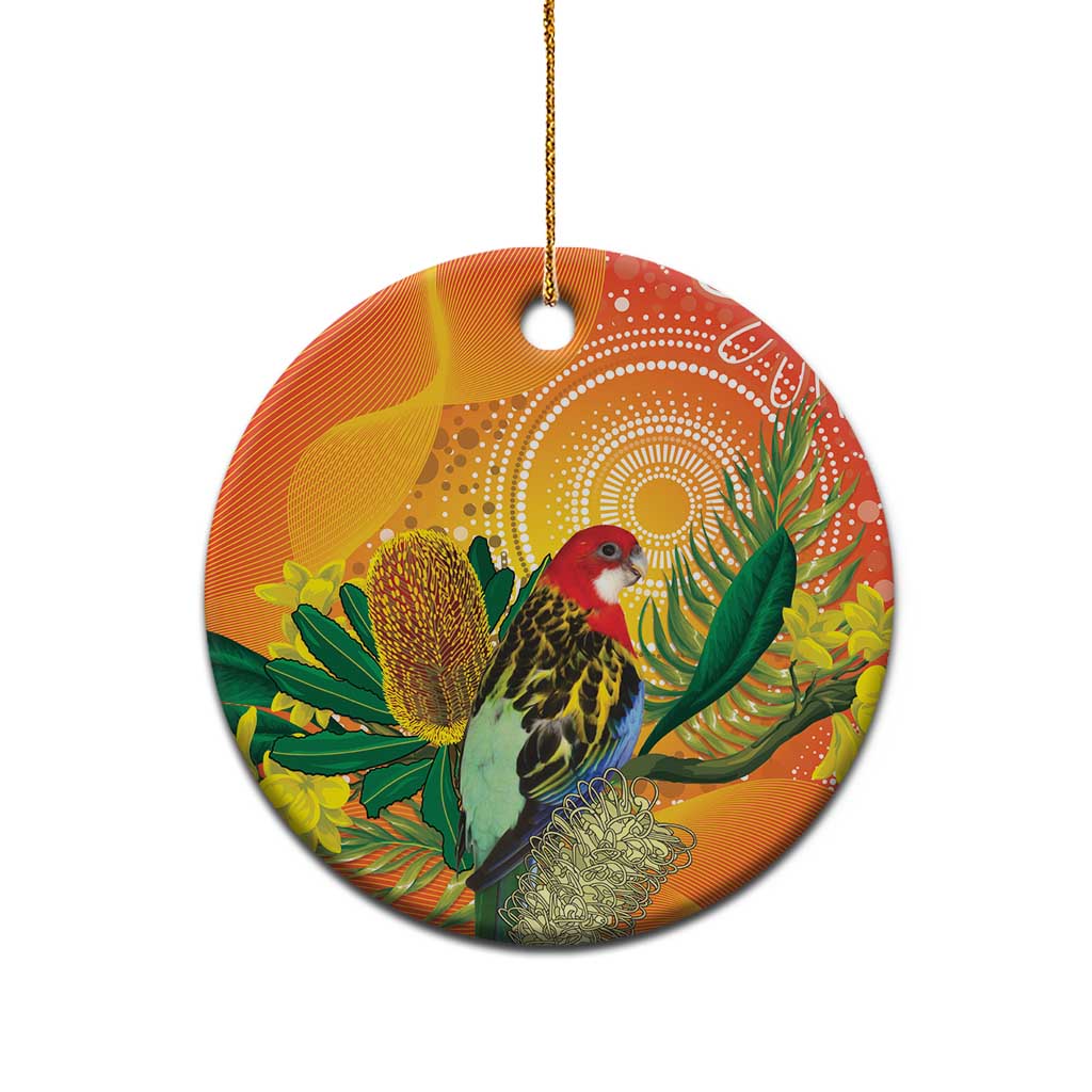 Eastern Rosella Australia Ceramic Ornament Banksia Aboriginal Art - Aussie Hoodie