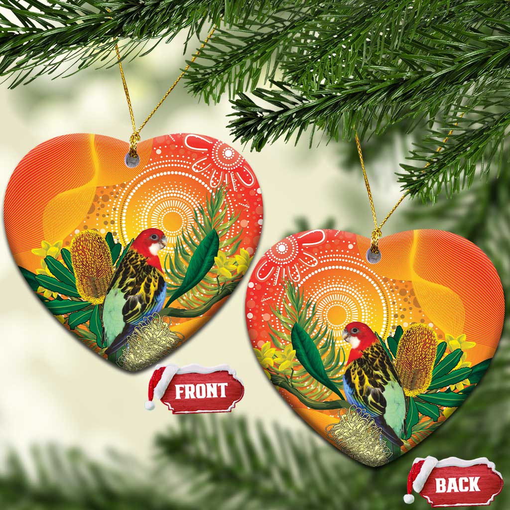 Eastern Rosella Australia Ceramic Ornament Banksia Aboriginal Art - Aussie Hoodie