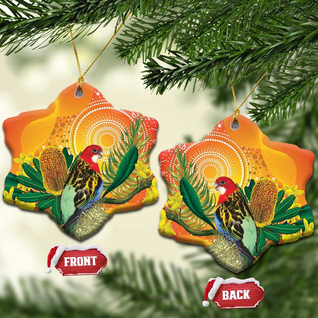 Eastern Rosella Australia Ceramic Ornament Banksia Aboriginal Art - Aussie Hoodie