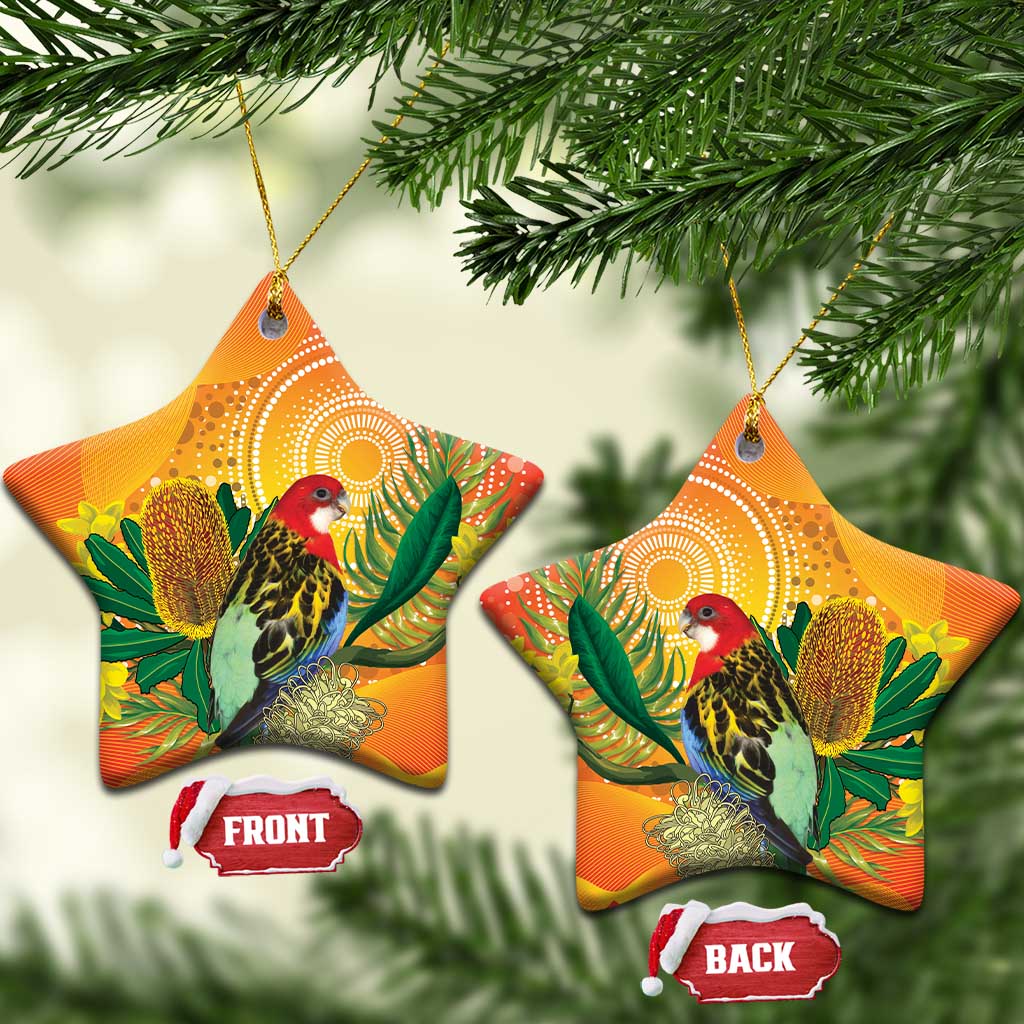 Eastern Rosella Australia Ceramic Ornament Banksia Aboriginal Art - Aussie Hoodie