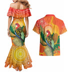 Eastern Rosella Australia Couples Matching Mermaid Dress and Hawaiian Shirt Banksia Aboriginal Art - Aussie Hoodie