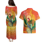 Eastern Rosella Australia Couples Matching Puletasi and Hawaiian Shirt Banksia Aboriginal Art - Aussie Hoodie
