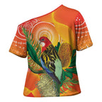 Eastern Rosella Australia Cross Shoulder Shirt Banksia Aboriginal Art - Aussie Hoodie