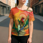 Eastern Rosella Australia Cross Shoulder Shirt Banksia Aboriginal Art - Aussie Hoodie