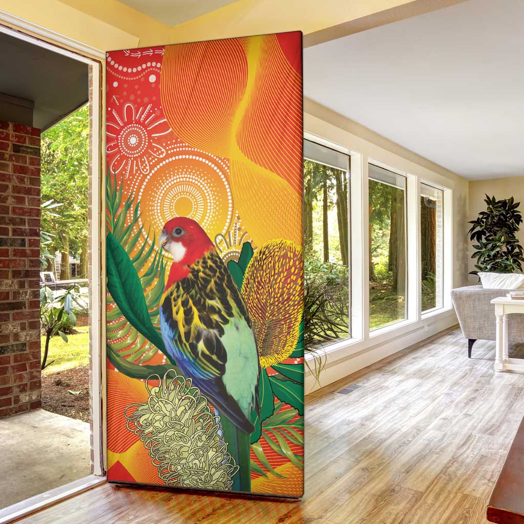 Eastern Rosella Australia Door Cover Banksia Aboriginal Art - Aussie Hoodie