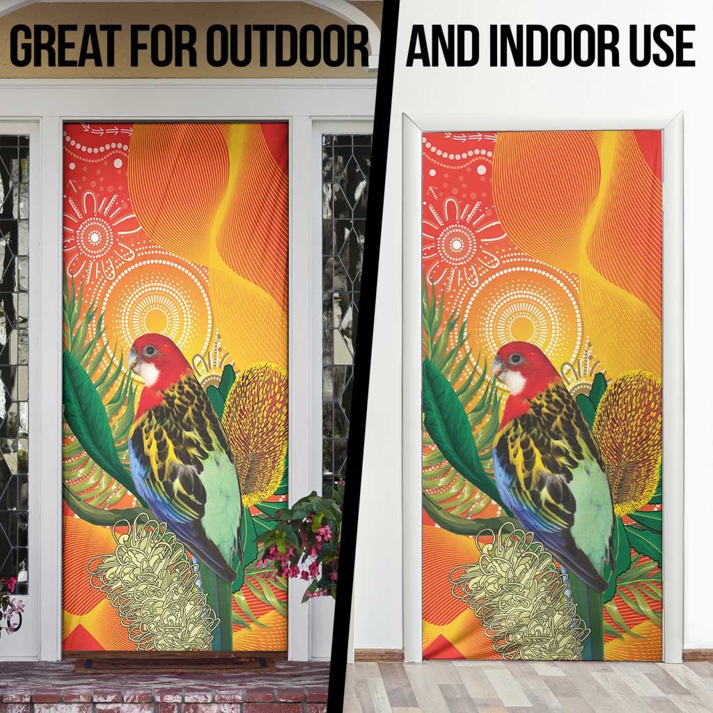 Eastern Rosella Australia Door Cover Banksia Aboriginal Art - Aussie Hoodie