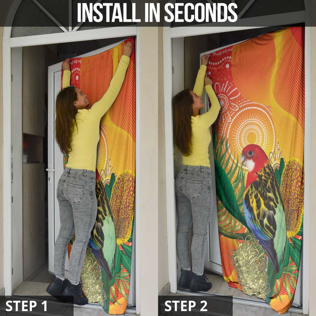 Eastern Rosella Australia Door Cover Banksia Aboriginal Art - Aussie Hoodie