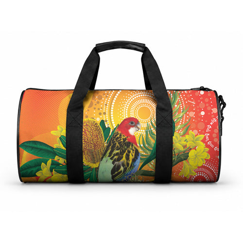 Eastern Rosella Australia Duffle Bag Banksia Aboriginal Art