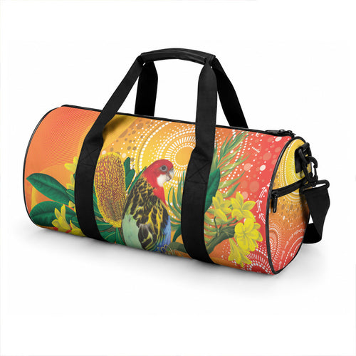 Eastern Rosella Australia Duffle Bag Banksia Aboriginal Art