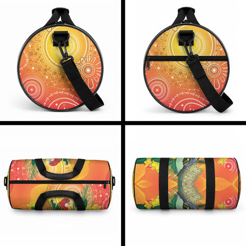 Eastern Rosella Australia Duffle Bag Banksia Aboriginal Art