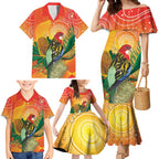 Eastern Rosella Australia Family Matching Mermaid Dress and Hawaiian Shirt Banksia Aboriginal Art - Aussie Hoodie