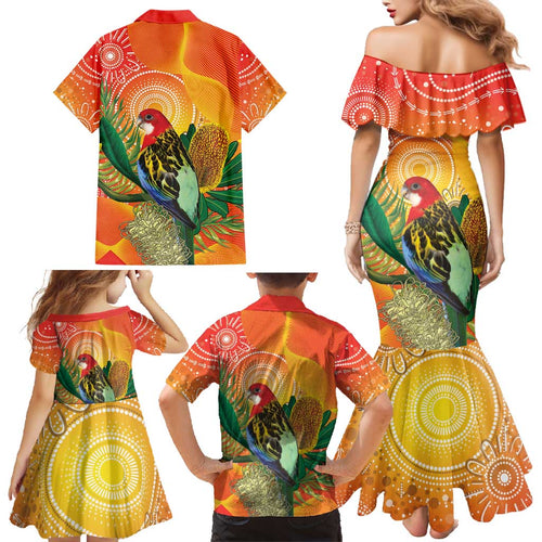Eastern Rosella Australia Family Matching Mermaid Dress and Hawaiian Shirt Banksia Aboriginal Art - Aussie Hoodie