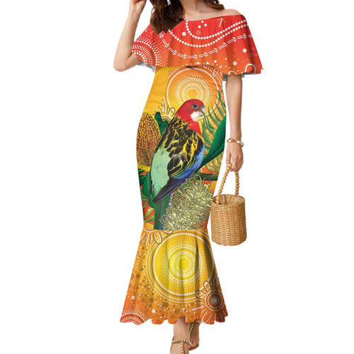 Eastern Rosella Australia Family Matching Mermaid Dress and Hawaiian Shirt Banksia Aboriginal Art - Aussie Hoodie