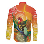 Eastern Rosella Australia Family Matching Off The Shoulder Long Sleeve Dress and Hawaiian Shirt Banksia Aboriginal Art - Aussie Hoodie