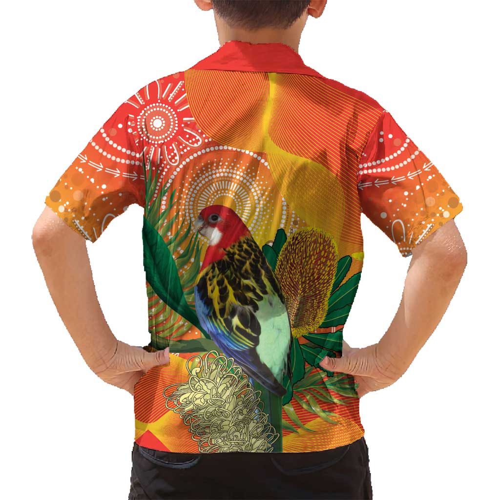 Eastern Rosella Australia Family Matching Off Shoulder Short Dress and Hawaiian Shirt Banksia Aboriginal Art - Aussie Hoodie