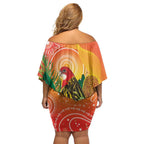 Eastern Rosella Australia Family Matching Off Shoulder Short Dress and Hawaiian Shirt Banksia Aboriginal Art - Aussie Hoodie